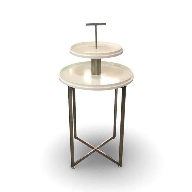 Huvudbild Exponeringsbord 2 hyllor vit - begagnat