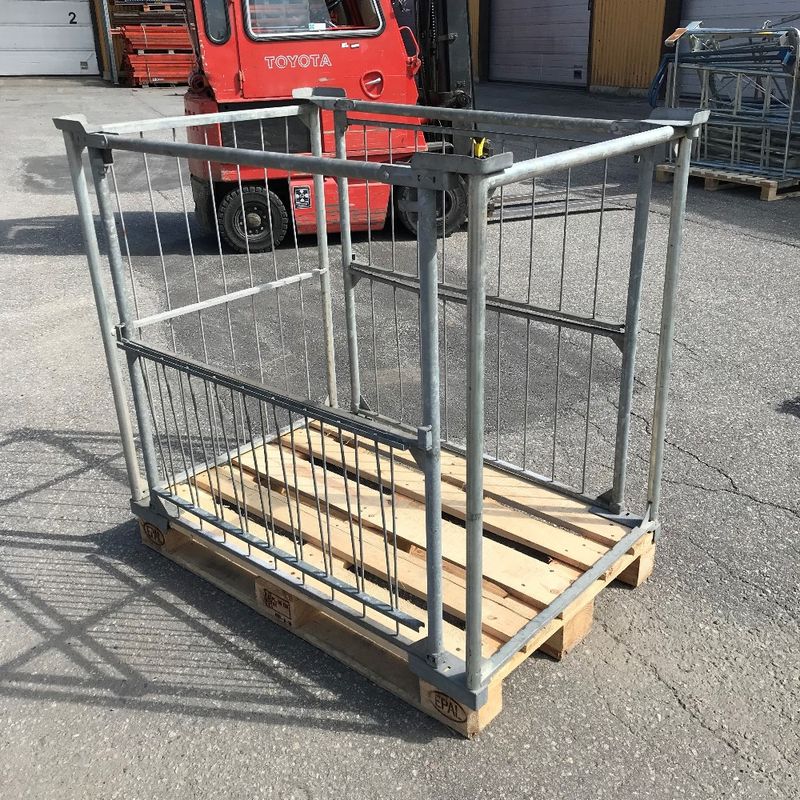 Pallcontainer 3 sidor galv - begagnad