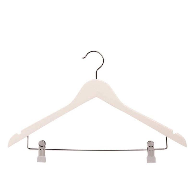 Trähängare rak med stång och clip 45cm 50-pack 